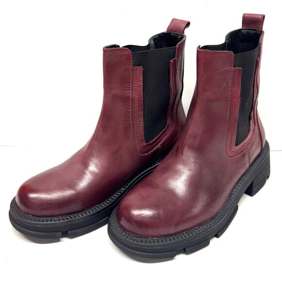 MIZ MOOZ SOFT LEATHER BOOTS SIDE GORE BURGUNDY 37EU / 7US NEW Z-125 - Picture 4 of 4